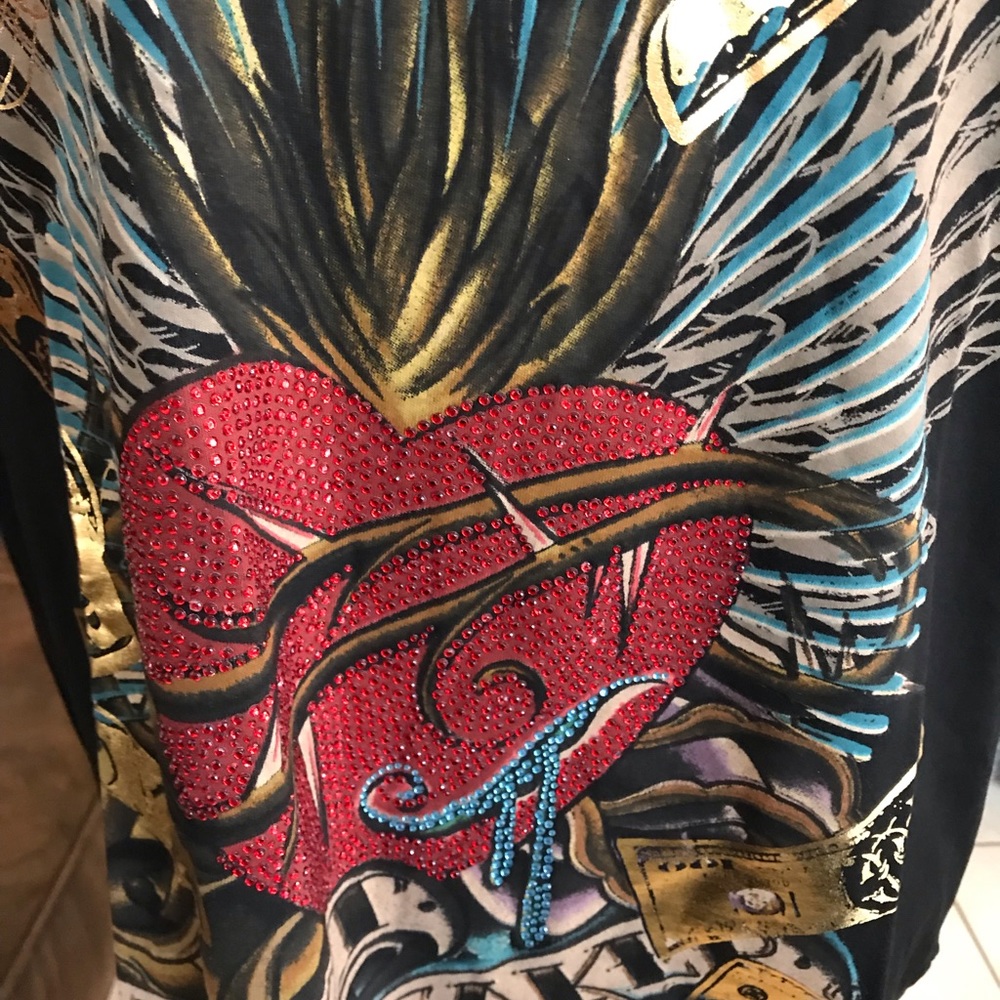 Christian Audigier -Ed Hardy Rhinestone Tee L - Picture 4 of 6
